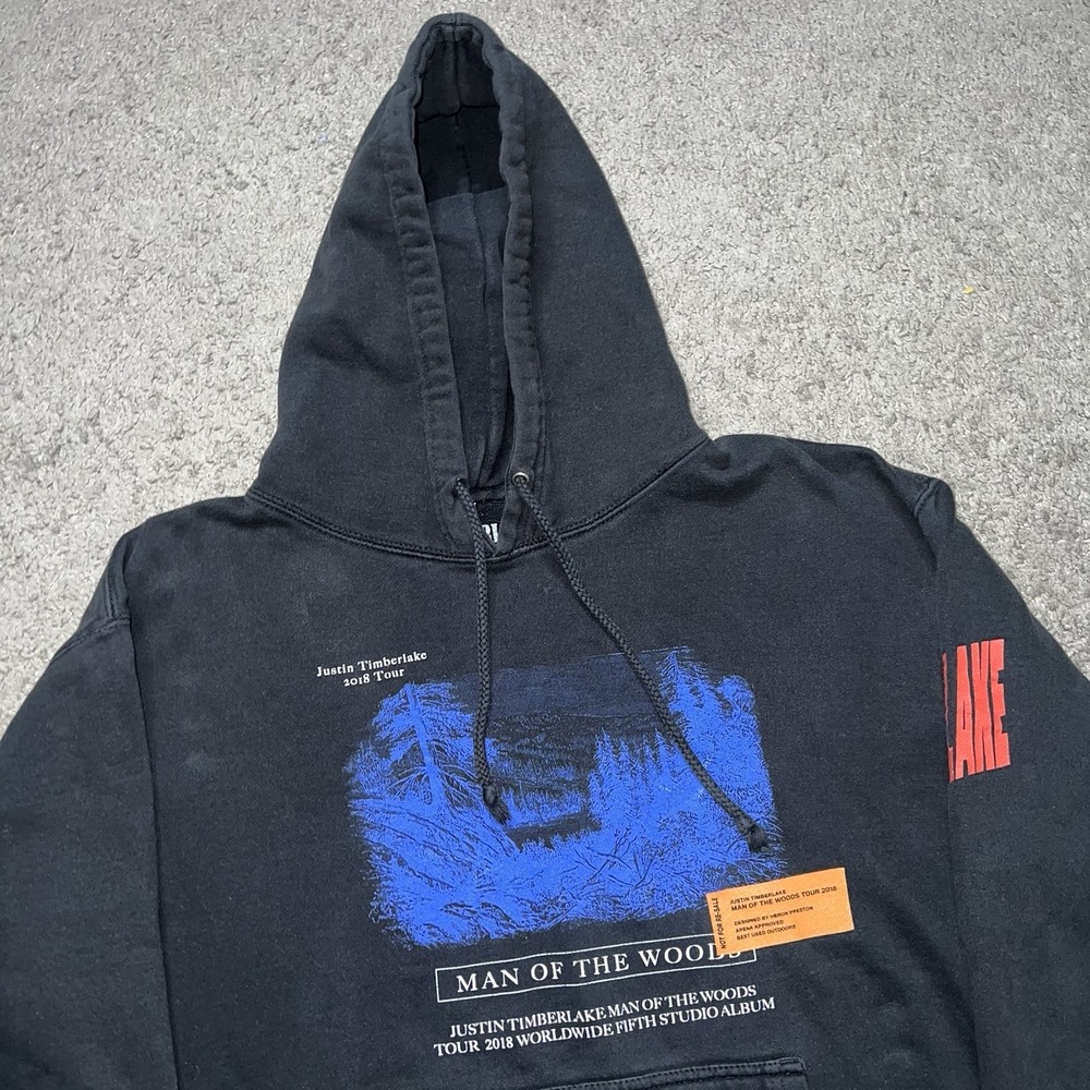 Justin Timberlake Hoodie Mens Medium Black Man Of The Woods Tour 2018 Pullover